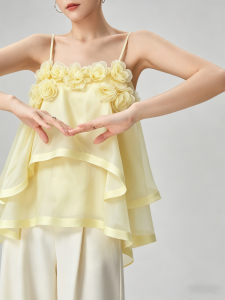 GULILI | Sleeveless Halter Vacation Style Floral Sheer Blended Top