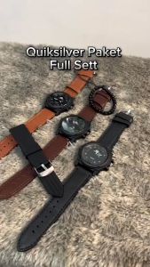 JAM TANGAN PRIA QUIKSILVER FASHION TALI KULIT Paket Free 1 Tali Rubber + Gelang Fashion ( BISA COD )