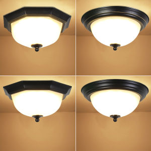 Warmth Atmosphere Bedroom Glass Chandelier round Shape Vintage Nordic LED Ceiling Light American Simple Style Iron Art Lighting