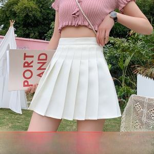 White High Waist A-Line Skirt Womens Mini Pleated Skirt Spring Summer 2025 New Style Slimming JK Skirt Sweet College Style