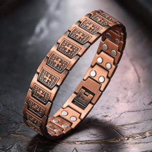 Men’s Cross Magnetic Copper Bracelet – Solid Pure Copper 44 Powerful Magnets (22x2) Adjustable Energy Bracelet with Smart Clasp Premium Quality Wellness Jewelry