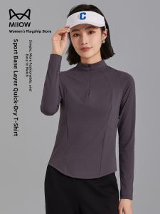 Miiow | Ice Silk Thin Cat Person Sports Top Women Summer Yoga Base Layer Slim Fit Long Sleeve T-Shirt Quick Dry Waist Shaping Base Layer