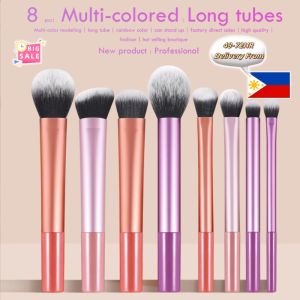 Trotinic 【2-3 Days Delivery】8 Piece Set Makeup Brush Professional Eyeshadow Concealer Blush Loose Powder Brush Angled Round Edge Brush Soft Fluffy Affordable Student Daily Basic Makeup Tools