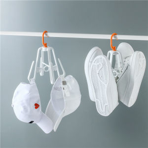 Foldable Rotating Shoe Rack Plastic Hooks No Drill Hanging Drying Rack for Home Use Multi Functional Shoe Dryer