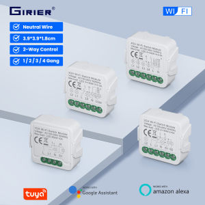 GIRIER Tuya WiFi Switch Module Smart DIY Light Breaker 100-240V Supports 2-way Control APP Remote Control Works Alexa Hey Google