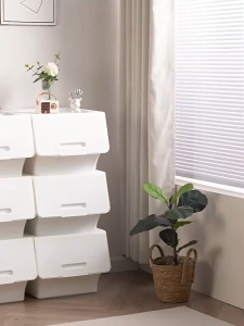 Trove Life Stackable Plastic Storage Container With Lid For Home Organization Daily Needs Clothes Toys Books