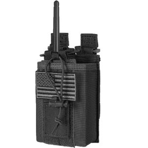 Tactical Radio Holder Radio Holster Molle Radio Pouch Universal Radio Case Military Heavy Duty Radio Bag with Badge