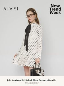 AIVEI | Spring Girls School Style Dots Shirt Dress