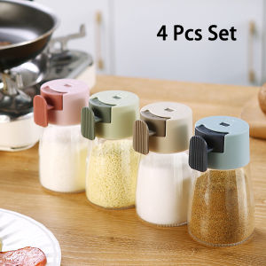 180ML Salt Press Bottle Metering Seasoning Bottle Condiment Measuring Shakers Spice Container Jar Auto Dispenser Control Healthy Lifestyle Kitchenware Dispenser- 4PCS