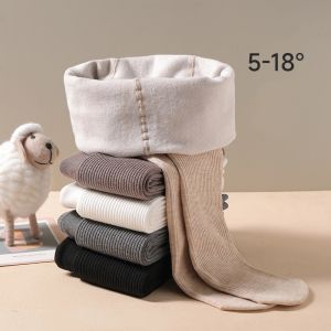 Autumn Winter New Childrens Tights Thin Fleece Stripe Girls Pantyhose Frosted Combed Cotton Dance Stockings For 2-12 Year Old