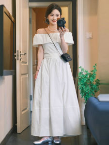 Kming | White One Shoulder Dress Set Women Summer 2025 New Trendy Two Piece Unique Beautiful Shoulder Exposure Long Skirt Sweet Style