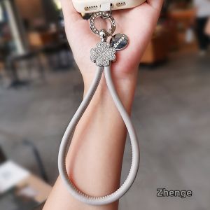 ZHENGEGE | Water Drill Four-leaf Clover Leather Bracelet Anti-Loss Chain