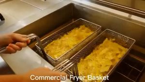 Frying Basket (With Front Hook Non-Slip Handle) For Restaurant Kitchen Frying Potato Chips Fish Sausages