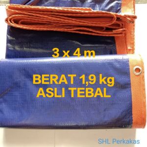 TERPAL KOREA TEBAL A8 UKURAN 3x4 METER BIRU ORANYE - TERPAL TENDA