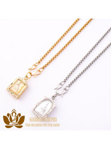 Dây Chuyền Bằng Thép Titan Màu Vàng Bạc Đa Năng Dây Chuyền Phật Giáo Đơn Đôi Ba Năm Năm Cho Cặp Đôi Không Có Ngọc Bích