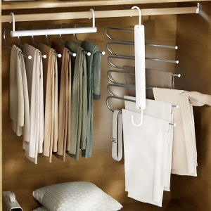 Foldable Trouser Rack Household Non-slip Multifunctional Clothes Hanger Trouser Hanger Wardrobe Storage Rack Seamless Trouser Clip