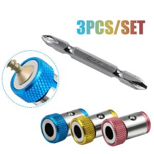 2pcs 6.35mm Universal Alloy Magnetic Ring Screwdriver Head Anti-corrosion Strong Magnetization Drill Bit and 1pc Batch Head