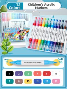 Touch mark | Dual-tip Fluorescent Markers Soft Tip Washable No-stain Non-bleeding Marking Pen