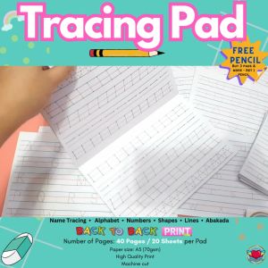 KIDS TRACING PAD free pencil (Name Alphabet Shape Number Lines) 40 Pages / 20 Sheets per Pad Wholesale | Rabah Up Store