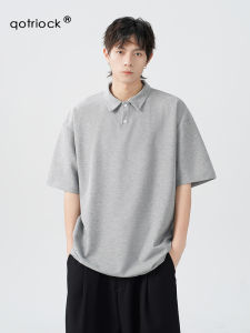 American Style Solid Color Polo Shirt Short Sleeve Men Summer Trendy Loose Versatile T-Shirt Retro Cleanfit Half Sleeve Top