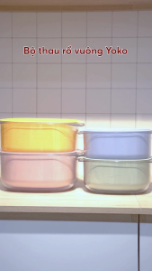 Inochi Yoko Square Basket Set – Stackable Food Strainer with Antibacterial Design – 27cm & 23cm