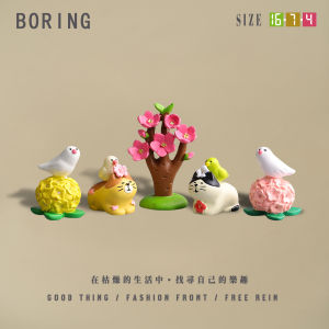 Đồ Trang Trí Bàn Mini Dễ Thương Mềm Mại Dưới Gốc Cây Hoa Mận Miêu Không Thể Nói Đồ Trang Trí Bàn Phong Cách Nữ Thần Ngày Lễ Vật Phẩm Nhỏ