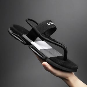 Mens 2024 Summer Outdoor Wear Anti-Slip Deodorant Sandals Trendy Casual Foot Cover Beach Slippers Cotton Cloth PVC Bottom