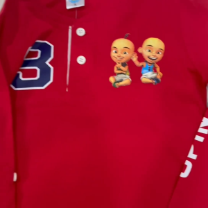 [Ready Stock] Upin & Ipin Kids Fashion Long Sleeve Two Way Top T-Shirt Red