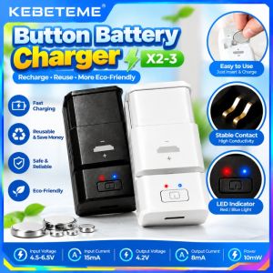 KEBETEME Universal Button Battery Charger Type C Single Slot LIR2032 LIR2016 Coin Cell Charging Dock With LED Indicator For Remote Control Toys Smart Watch