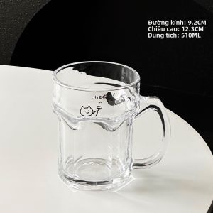 Cốc Kính Dung Lượng Lớn Thiết Kế Mèo
