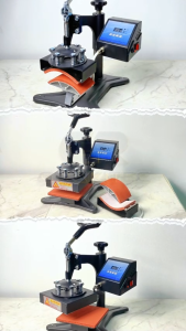 Mesin Heat Press SWING Topi & Logo / 2 in 1 untuk press Topi kaos Logo Label Kerah Leher Inside Tag lengan Saku Grakitec