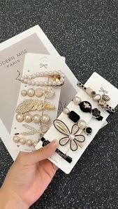 Korean Ins Net Red Pearl Hairpin Set Bangs Hairpin Word Clip Fairy Headdress Female