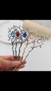 Jepit Rambut Korea Bahan Alloy Tusuk Konde Logam Laba Laba Batu Bulan Antik Sirkam TKAP004