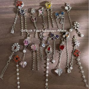 2Pcs Kaniu Exquisite Pendant Zircon Pearl Fringe Nail Art Charms Shining Rhinestone Nail Decorations Accessories For Manicure