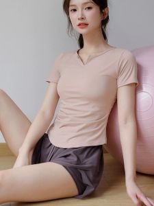 New 2025 Womens Yoga Top Fitness Sportswear Short Sleeve Quick Dry Pilates Running Inner Wear Summer Slimming Exercise Suit