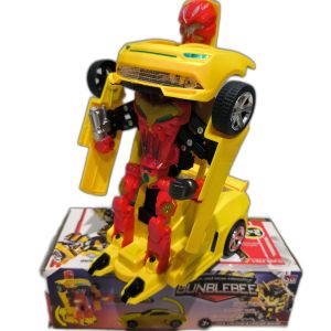 transformers bumble bee robot mobil 2 in 1 pakai baterai lampu & suara mainan transformer
