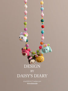 Kids Color Cartoon Beaded Necklace Cute Super Cute Baby Clavicle Chain Princess Small Rice-Shaped Beads Pendant Girls Accessories