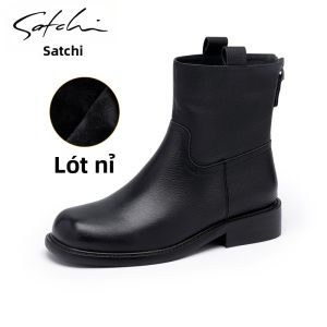 Giày Mũi Nhọn Da Bò Ổn Nhiệt Đế Thấp Có khóa kéo