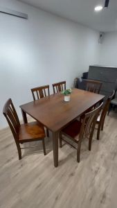 Slat Back / Preston Dining Set (Solid Wood + MDF) - 1 Table + 6 Chair - Meja Makan + Kerusi - JS1052 / JS1053