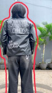 X-Urband Official - A539 Jaket Double Kerah Bordir Semi Kulit