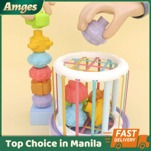 Wonderful Toys Baby Rainbow Stacking Toy Set 0-18 Months Early Education Grasp Shape Ball Toy Cognition Sensory