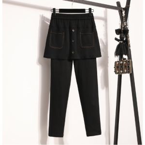 AIYITI | Plus Size Two-Tone Denim Skirt Pant