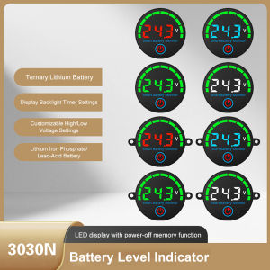 3S-14S DC7-55V Acid Battery Charge Indicator Lithium Battery Voltmeter Universal Charging Capacity Indicator Round Voltage Gauge