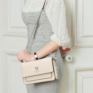 Aidrani  New womens chain bag made of cowhide material square can be worn on one shoulder or crossbody