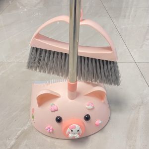 Girls Heart Mop And Broom Set for Home Use New 2025 Broom And Dustpan Combination Sweeping Tool Garbage Shovel Plastic Material