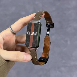 Uhada Leather Smart Watch Band for Xiaomi Band 10 pro Autumn Winter New Butterfly Lychee Pattern Sports Intelligent Creative Pin Buckle