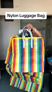 Thick nylon luggage bag sako bag with zipper shopping bag storage bag rainbow sako bag makapal