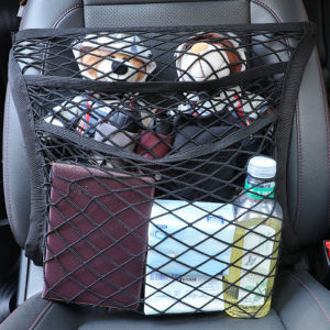 SEAMETAL Car Seat Storage Net Bag Double Layer Elastic Protector Mesh Net Car Front Passenger Organizer Fixed Items Net