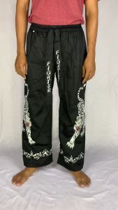 Celana Komprang Hitam Panjang Motif MacanEmas Bordir Pakaian Bela Diri Premium