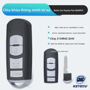KEYECU WAZSKE13D01 Chìa Khóa Điều Khiển Từ Xa Thông Minh Không Cần Chìa Khóa Fob Dành Cho Toyota Yaris SCION IA Fiat 124 Spider Abarth - Chip ID49 315 MHz